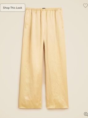 J. Crew Satin Wide-Leg Pants in Pale Gold